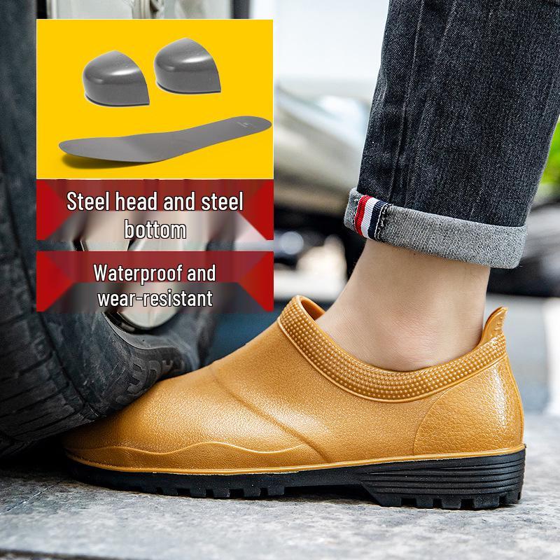 Men's Steel Toe Waterproof Construction Boots - Anti-Smash, Anti-Nail, Non-Slip, Wear-Resistant.