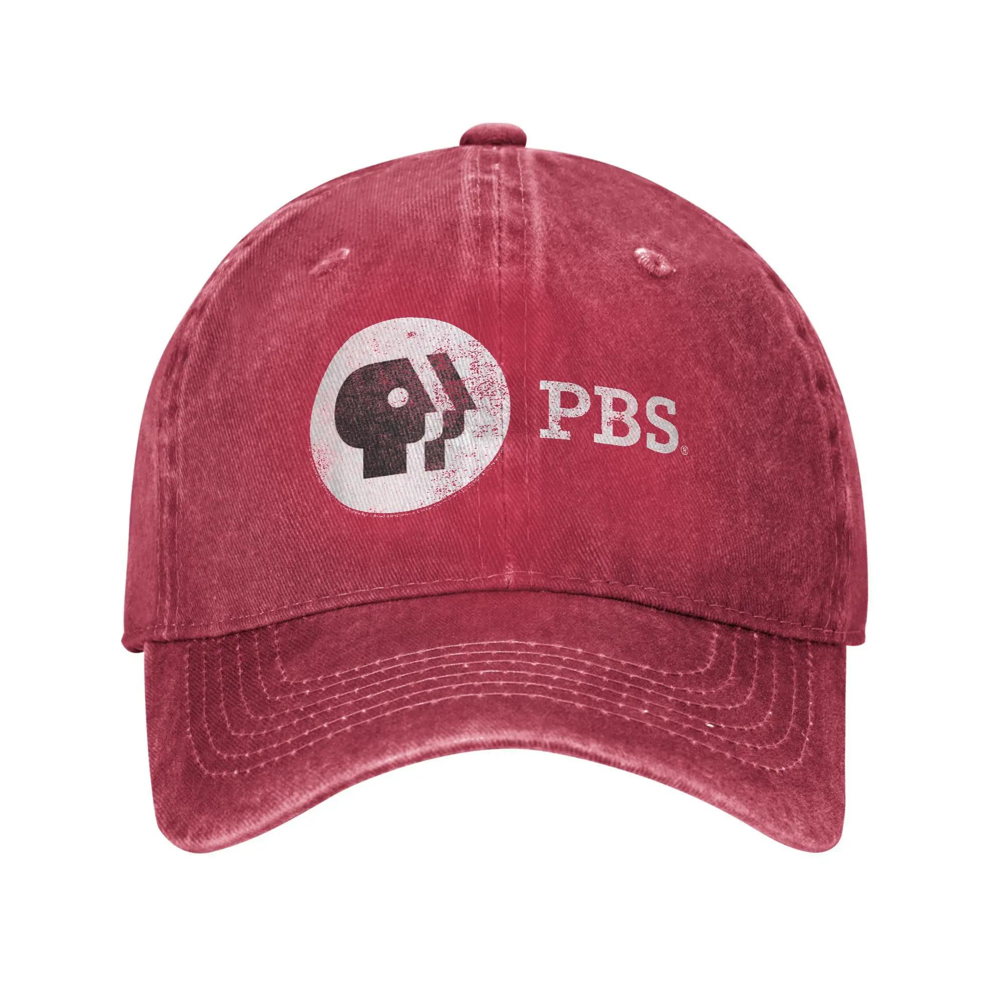 

Summer PBS Round White Logo Baseball Cap Sun SunProof Design Washed Hip Hop Hats FeUnisex Unisex Hiking Fishing Baseball Caps One Size