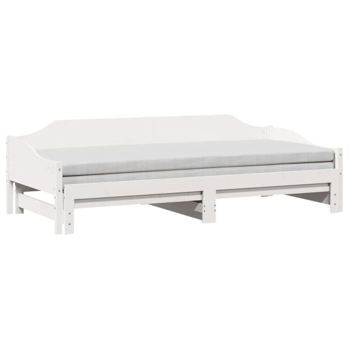 VidaXL Lit de jour avec lit gigogne blanc 90x190 cm bois de pin massif, canapé-lit, lit d'invité, lit de jour en bois, lit 850909