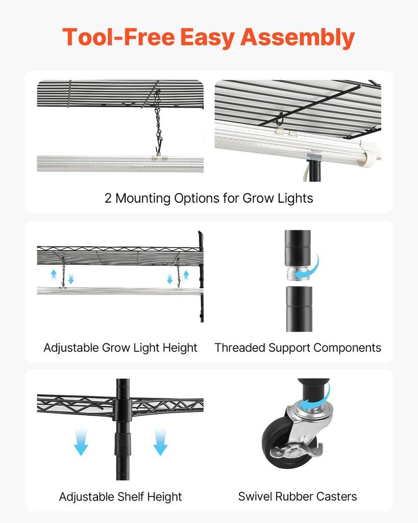 Pflanzenregal mit Pflanzenlicht, 6-stufiger Indoor-Pflanzenständer, 180 cm hoher Indoor-Pflanzen-Ausstellungsständer mit Rädern & Timer, 150W 3800K Vollspektrum Grow