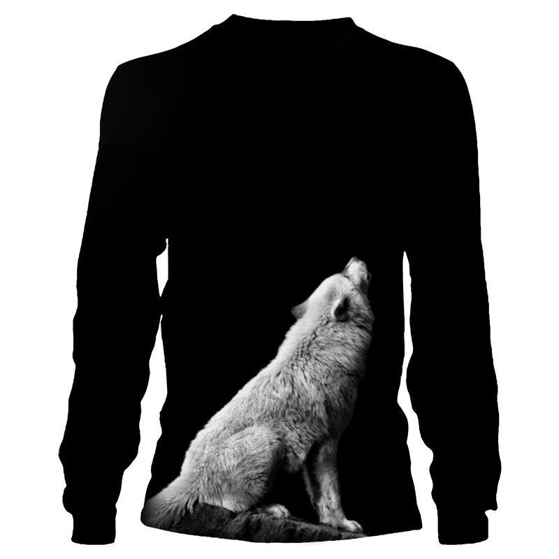 Sport Wear Men Animal Wolf Simple T Shirts Autumn Round Neck Long Sleeve Top Men's Spring Plus Size 3d Print T Shirt