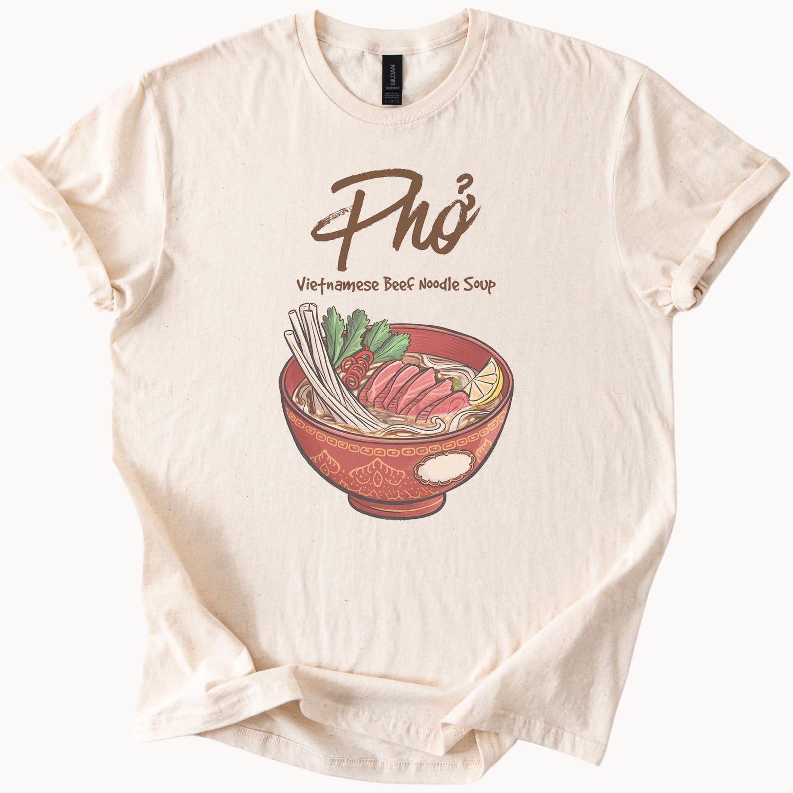 Pho Vietnamese Beef Noodle Soup Graphic T Shirt Cute Food Bowl Illustration Asian Cuisine Top Unique Pho Lover Gift Tee 140