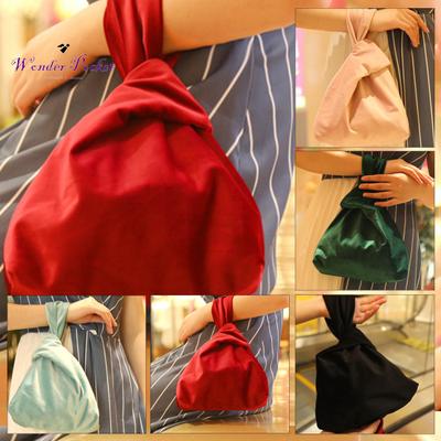 Frauen Samt Handgelenk Handtasche Knoten Kleine Mode Make-Up Geld Karte Lagerung Beutel