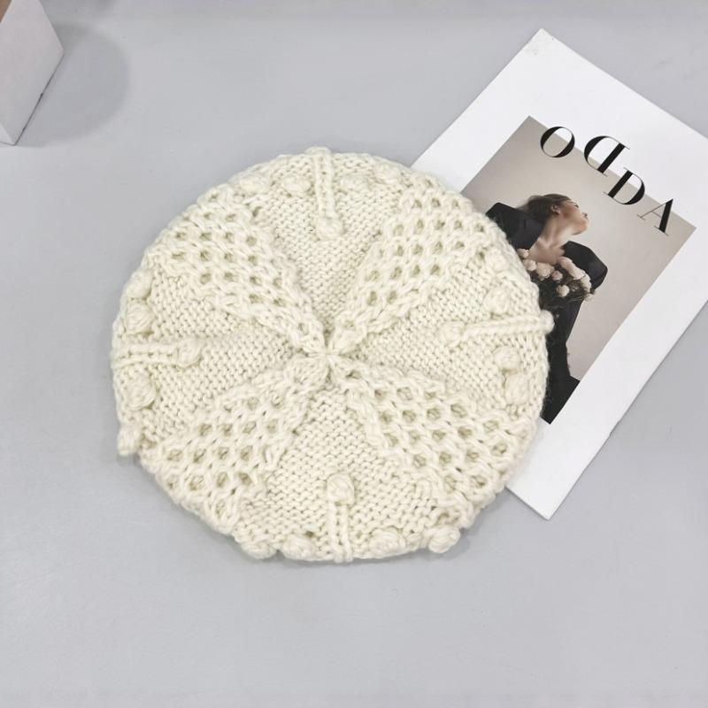 25 early autumn new cashmere beret women's 100 pure cashmere autumn three-dimensional twisted flower handmade tide