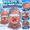 New Funny Realistic Face Ski Mask,Old Man Ski Mask Funny Realistic Face Balaclava,Novelty Winter Face Cover for Skiing Parties