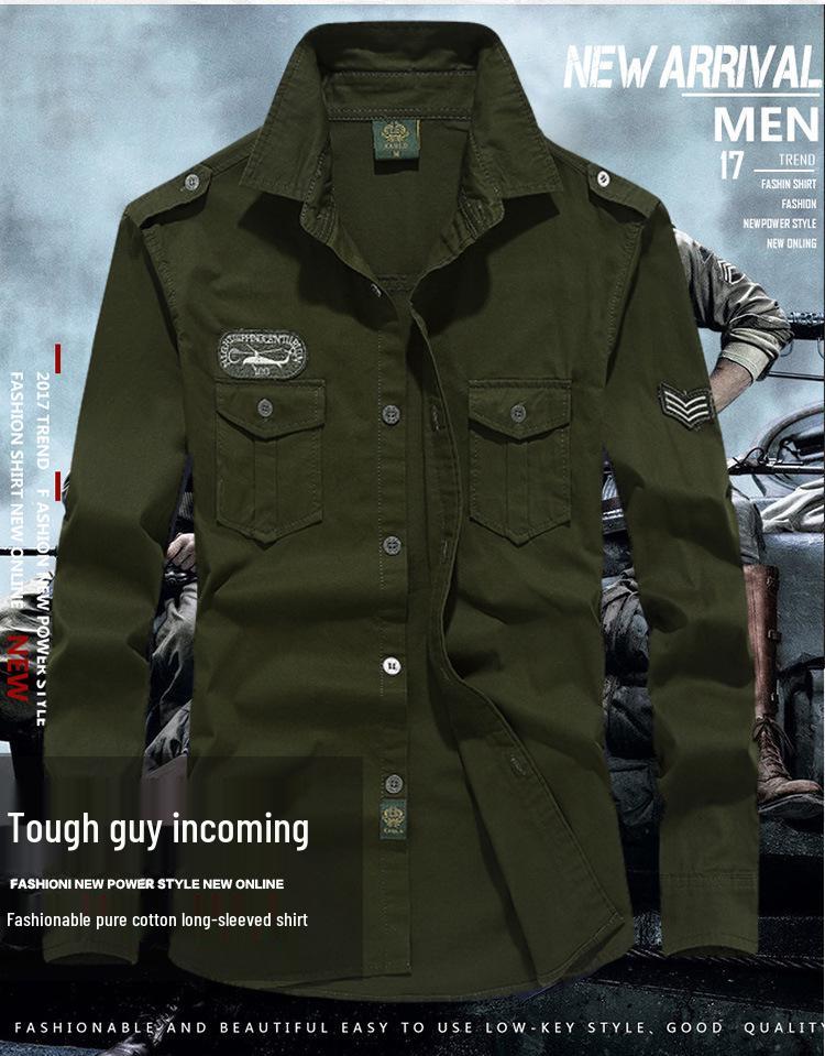 Men's Plus Size Cotton Long Sleeve Casual Shirt - Spring & Autumn