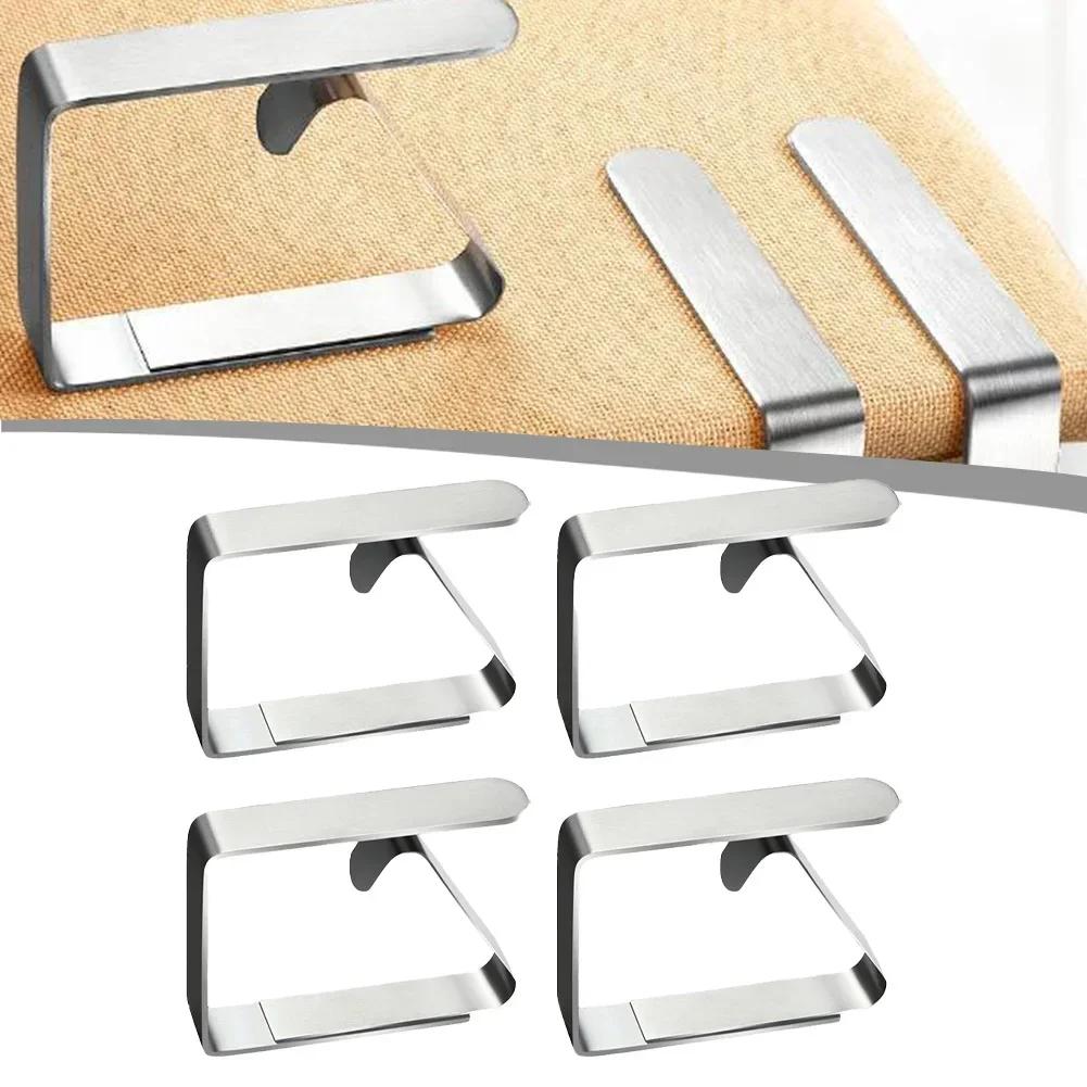 4pcs Stainless Steel Tablecloth Clips Non-Slip Table Cloth Fixing Clips Holder For Party Wedding Picnic Table Cover Clamps