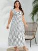 Aesthetic Vintage Loose Plus Size Sling Dress Women Fashion Casual Slim Polka Dot V Neck Dresses Female Design Sleeveless Off Shoulder Clothing Lady