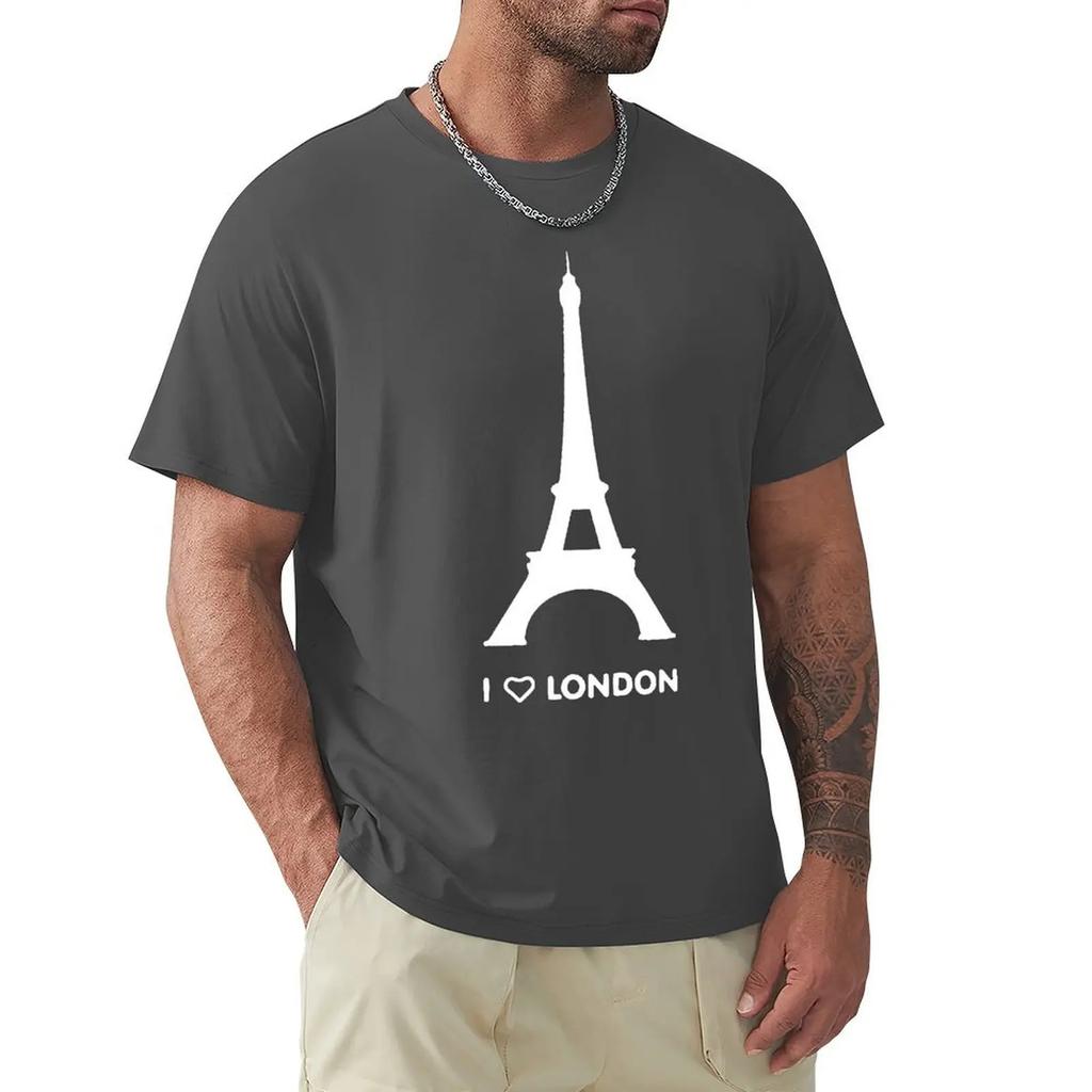 I Love London Eiffel Tower Funny Design T Shirt Harajuku Short Sleeve T-shirt 100% Cotton Graphics Tshirt Tops