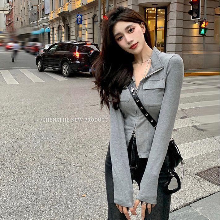 High Quality American Polo Collar Long-Sleeved Top High-End Breathable Pilling-Free Double Zipper