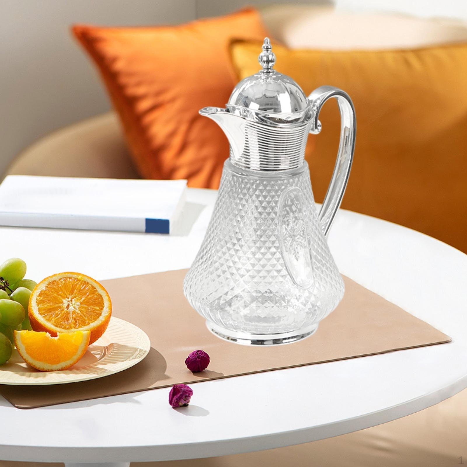 

Стеклянный кувшин для воды объемом 1,8 л с носиком для подачи кофе и чая серебряный