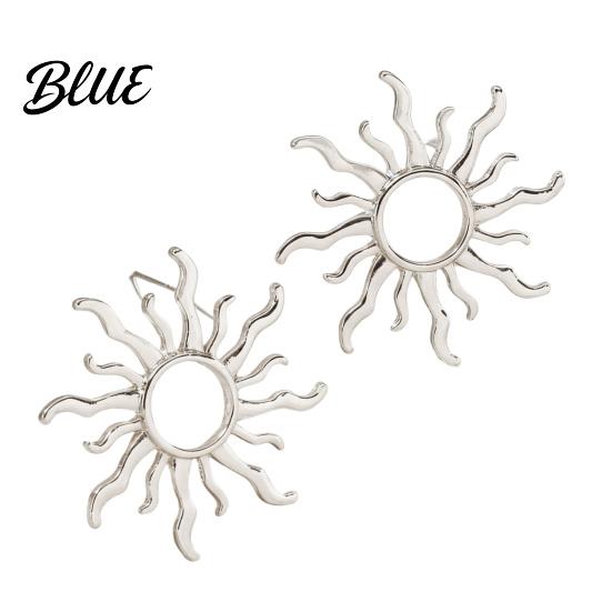 Sunflower Shape Earrings 1 Pair Exaggerated Stud for Women Zinc