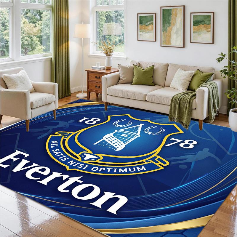 Everton Football Design Crystal Velvet Rug Soft Decorative Mat for Bedroom Entrance