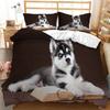 Lovely Husky Duvet Cover Set 3d Puppy Dog Husky Bedding Set Cute Dog Quilt Cover Twin Single Queen King Size Fashion Modern Gift