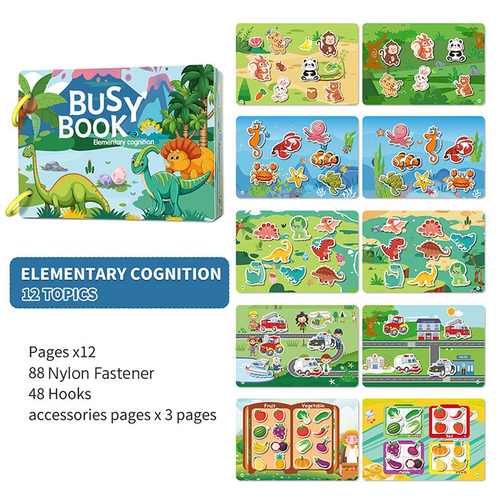 

Quiet Book Busy Book for Toddlers 1-3 Montessori-inspired Activity Book with Reusable Stickers Travel Sensory Toy for Preschool Learning