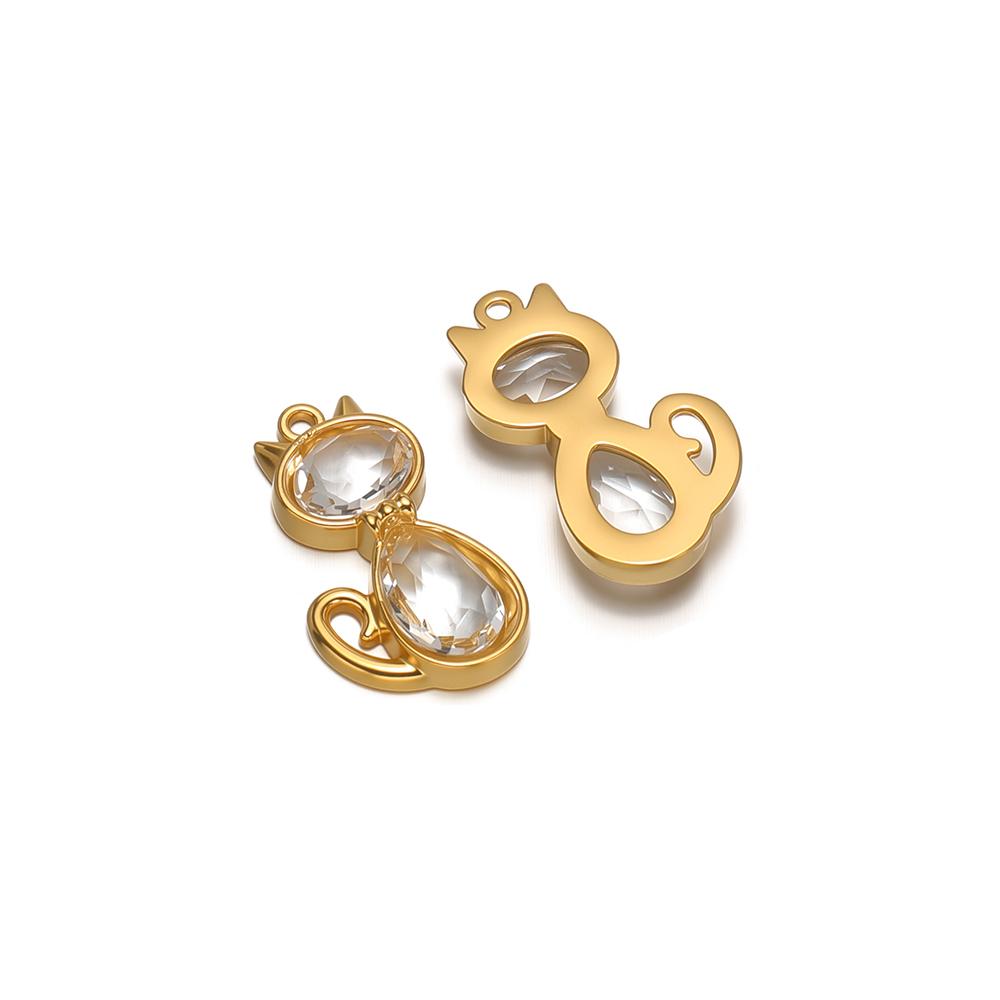 

4Pcs Stainless Steel Zircon Animal Cute Cat Charms for DIY Jewelry Findings Necklace Kids Bracelet Girls Pendant Earrings Making
