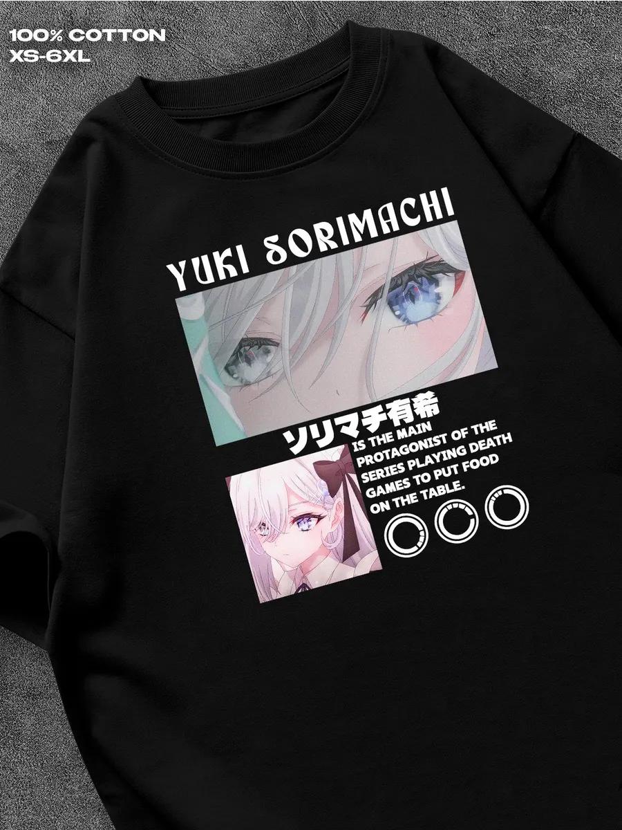 black T‑shirt Yuki Sohma Fruits Basket Mens Tshirt Womens Tshirts with Letters Print Short Sleeves T-Shirt Casual Street Tee Shirt Top XL