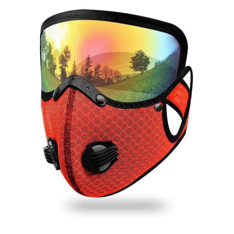 Comfortable Cycling Face Mask with Goggles Dust Proof Washable Reusable Windproof Mask for Outdoor Sports Riding Commute