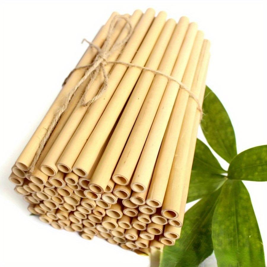 10PCS Reusable Bamboo Straws Yellow Bamboo Straws Use Creative Straws Many Times for Easy Cleaning of Household Straws