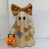 Resin Figure Halloween Decor - Tie Holding Pumpkin Statue for Desktop Shelf Decoration