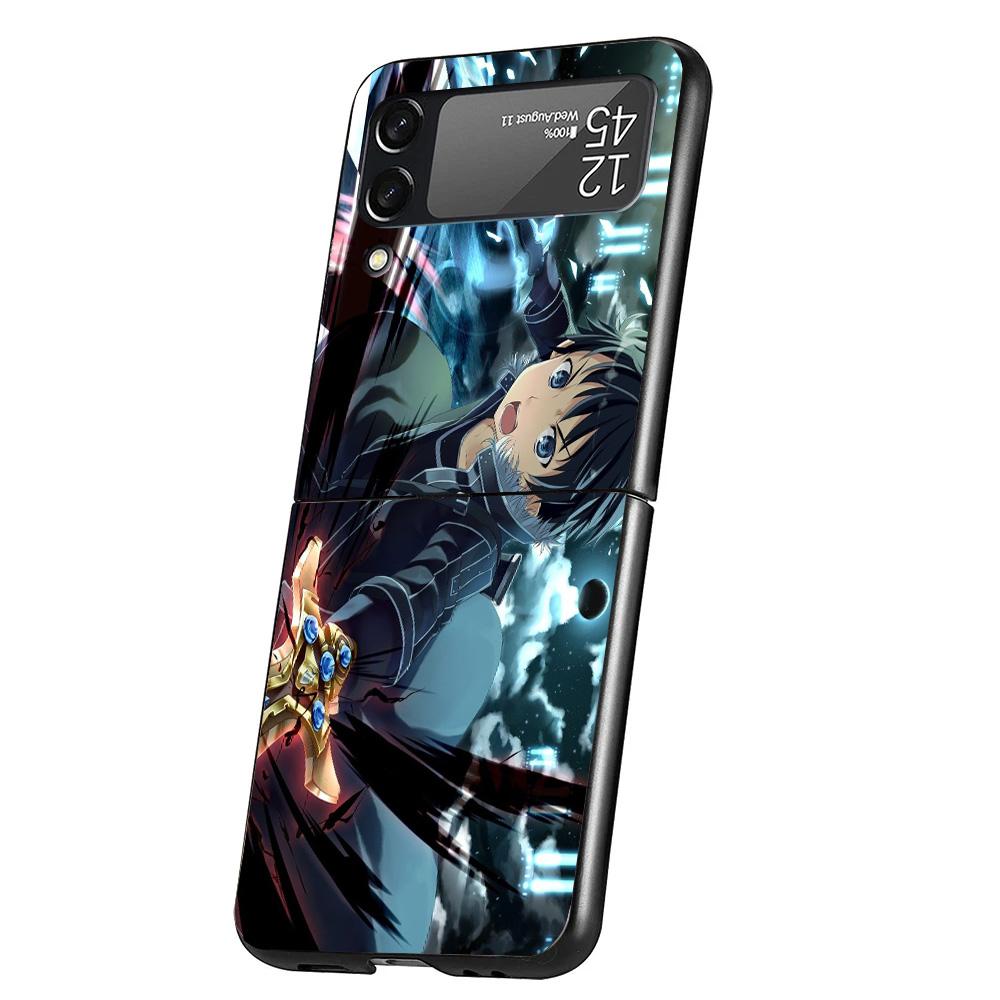 Sword Art Online Anime Cover Phone Case For Samsung Galaxy Z Flip 7 6 5 4 3 5G Flip7 Flip6 Flip5 Flip4 Flip3 Black Fundas Shell