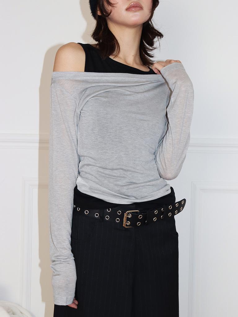 MEENDERI 2Way Sheer Layered Top - Black