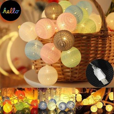 20-led Room LED Garland Cotton Ball Light Chain Fairy LED Lights Birthday Party Decoration(USB Plug)