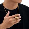 Vnox 60cm Catholic Cross Pendant Necklace for Men, Stainless Steel 30.5x51.5mm Cross Black Gold Silver Color Box Chain Necklaces