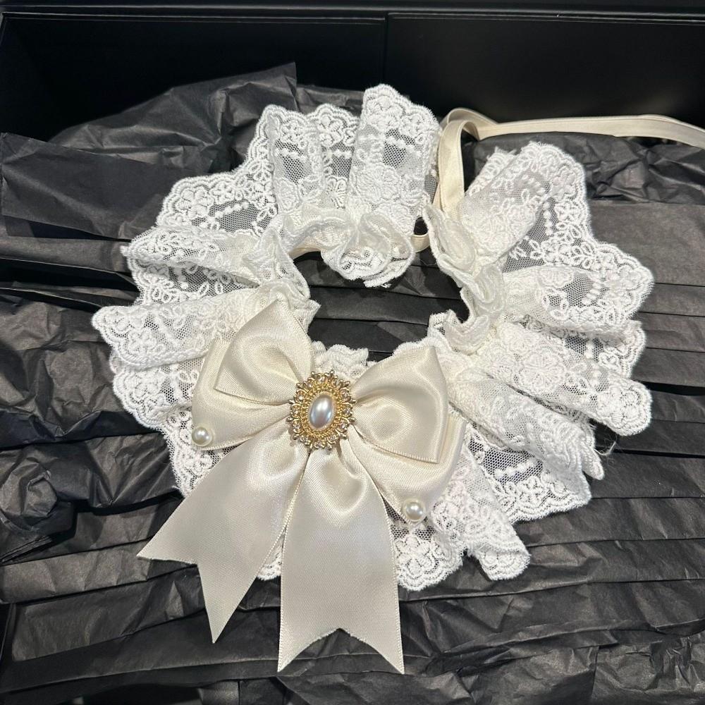 Durable Adjustable Cat Lace Bow Bib Sweet Decorative Cat Collar Dress Up Adorable Cat Scarf Photo Shooting