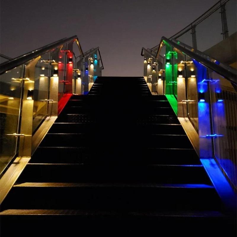 Decoration Solar wall lamp Led solar lights RGB Color Changing Waterproof Wall Lamp Solar Lighting For Walkway Fence Stairs