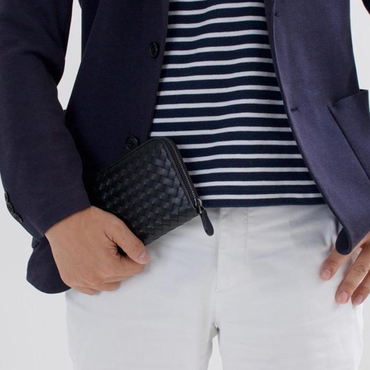 Bottega Veneta Nero Intrecciato Zip-Around Wallet Unisex Wallet Black 114076V46511000