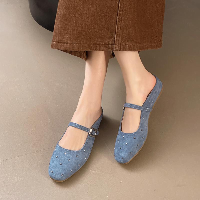Ballettschuhe 2025 Frühling und Sommer neu Retro-Wort mit Mary Jane Schuhen eckiger Kopf leichter Mund coole Hausschuhe Damen