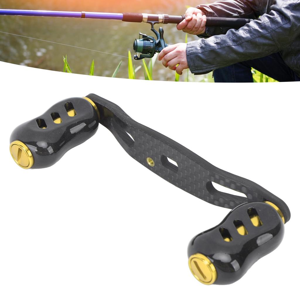 J-ouuo Fishing Reel Handle, 85mm Carbon Fiber Double Handle, Baitcasting Replacement, D S A (Gold)