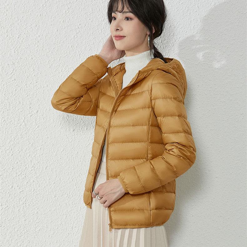 Down Jacket Women's Lightweight Short Hooded Autumn Winter White Duck Down Warm Jacket
