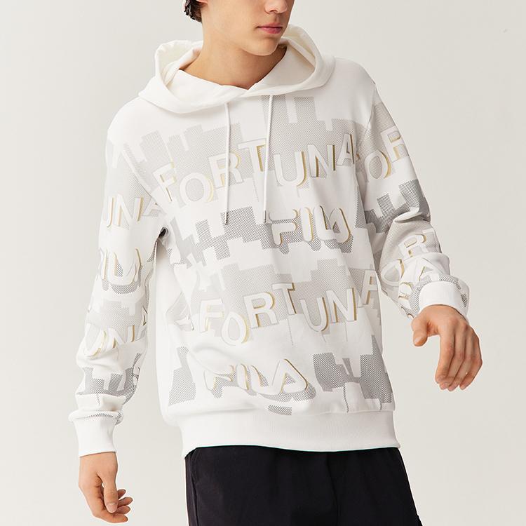 Fila All Over Print Casual Sports Hoodie Men Hoodies White F11M118250FWT
