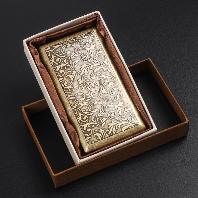 Retro Bronze Slim Cigarette Case for Men & Women - Holds 20
