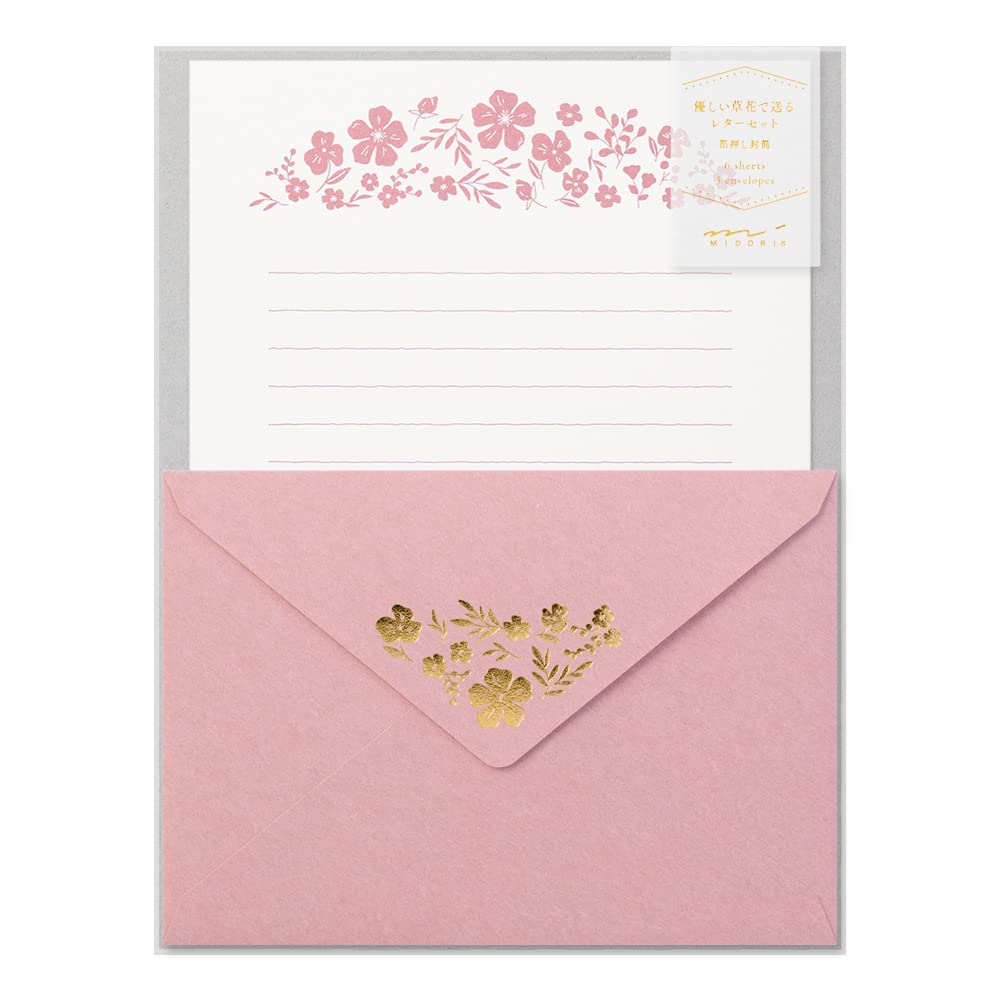 Набор Midori Letter Small Floral 86506006, Конверты с тиснением фольгой, Узор,