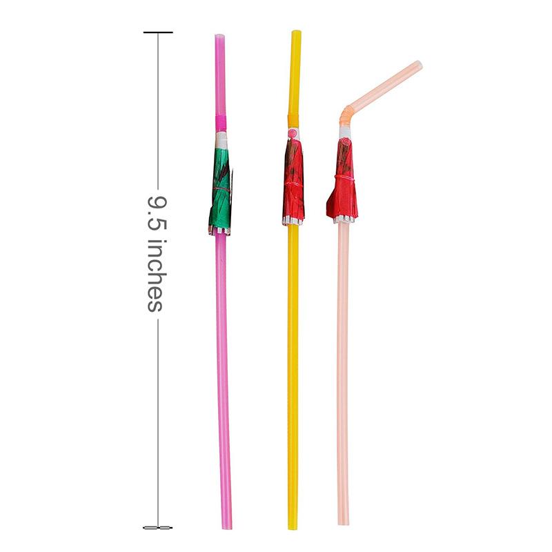 50PCS Hawaiian Party Umbrella Drink Straws Flamingo Juice Cocktail Disposable Straw Tropical Luau Birthday Party Decor Supplies