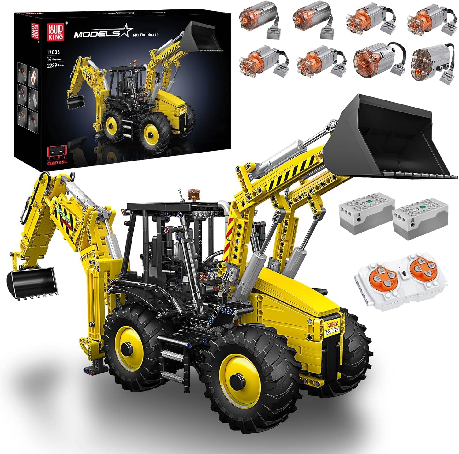 

Mould King 17036 Excavator and Bulldozer 2-in-1, RC Bulldozer Building Set, Truck Construction Vehicle Model with APP Remote Control (with Motor),
