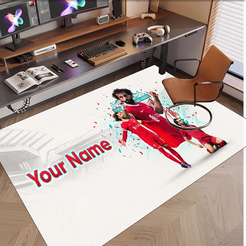 Personalized Crystal Velvet Carpet Mohamed Salah Pattern Non Slip Floor Rug