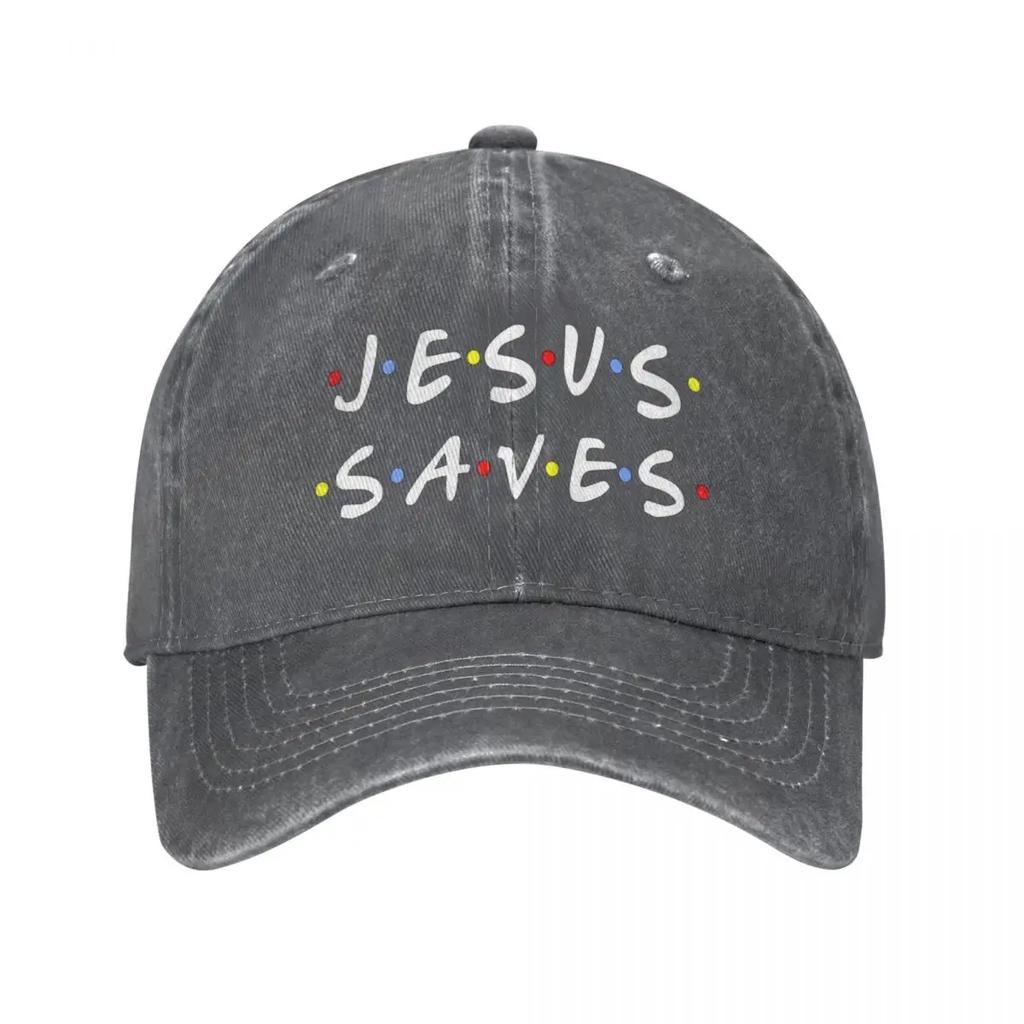 Retro Jesus Saves Christ Baseball Caps Men Women Distressed Washed Headwear Outdoor Workouts Caps Hat