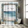 Vintage Window Frame with Seagulls Waterproof Shower Curtain Heat Resistant Machine Washable Non-Transparent 180x180cm