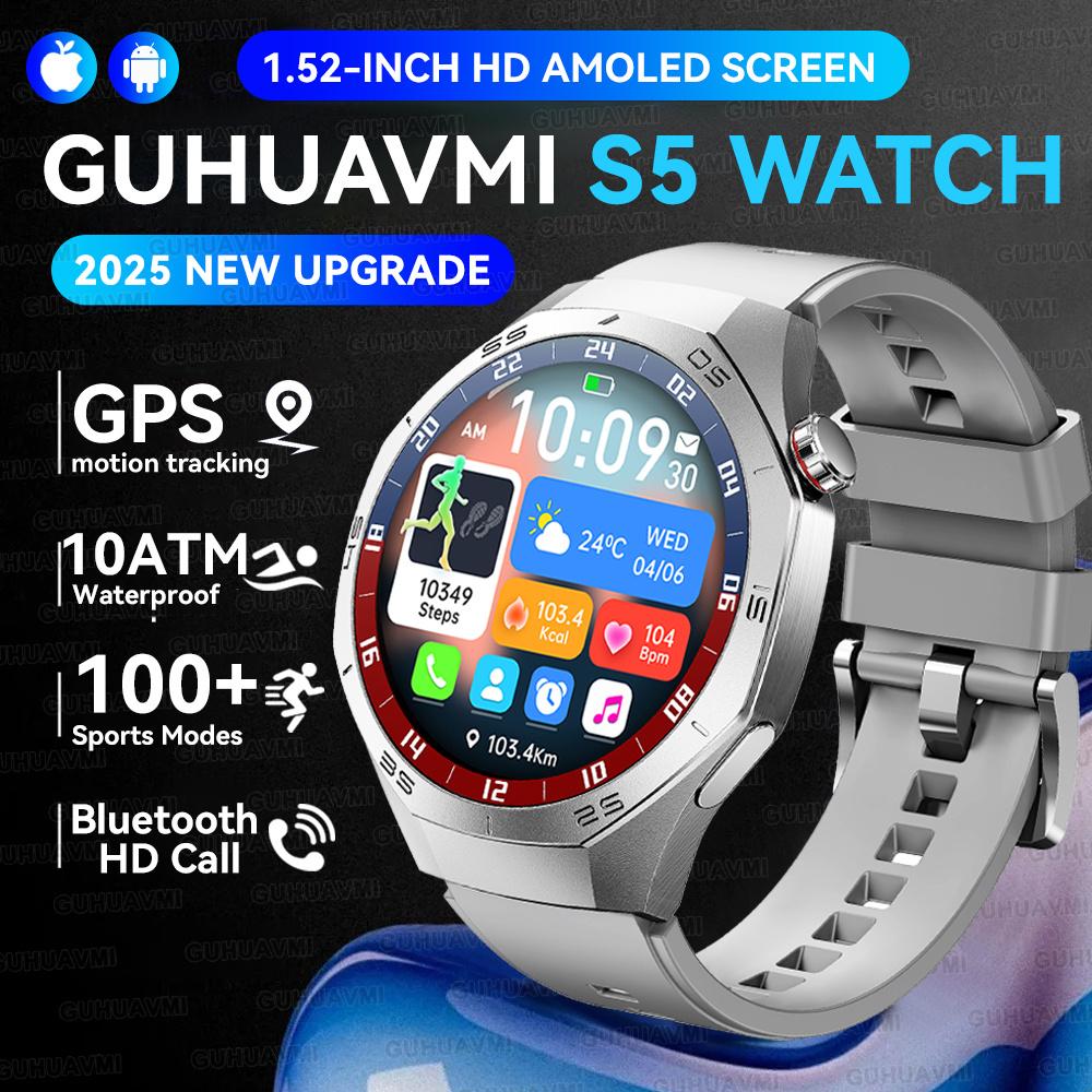 New GPS Tracking AMOLED Screen Smart Watch For Men Sports Modes Bluetooth Call Heart Rate 10ATM Waterproof For Android iOS