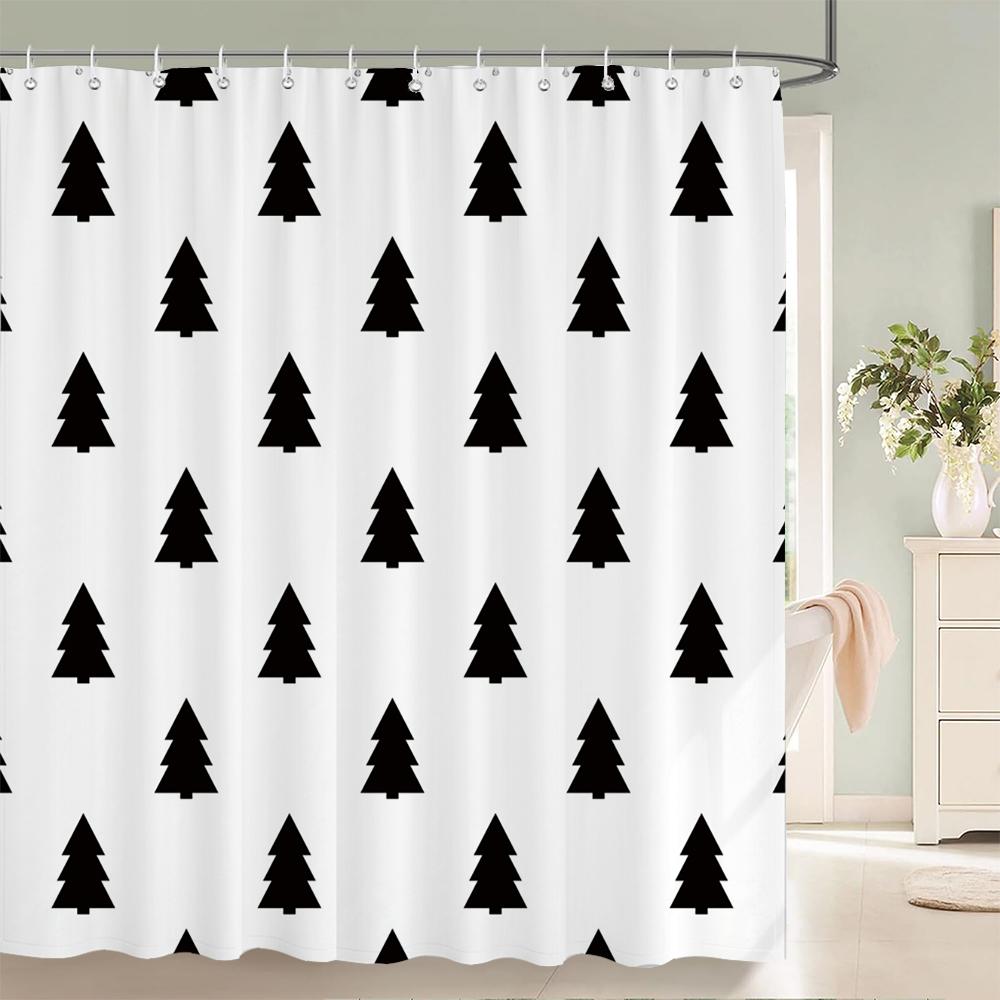 1 Pcs Simplicity style Shower Curtain Black and white Printed Bathroom Curtain Waterproof Polyester Home Decoration Curtain