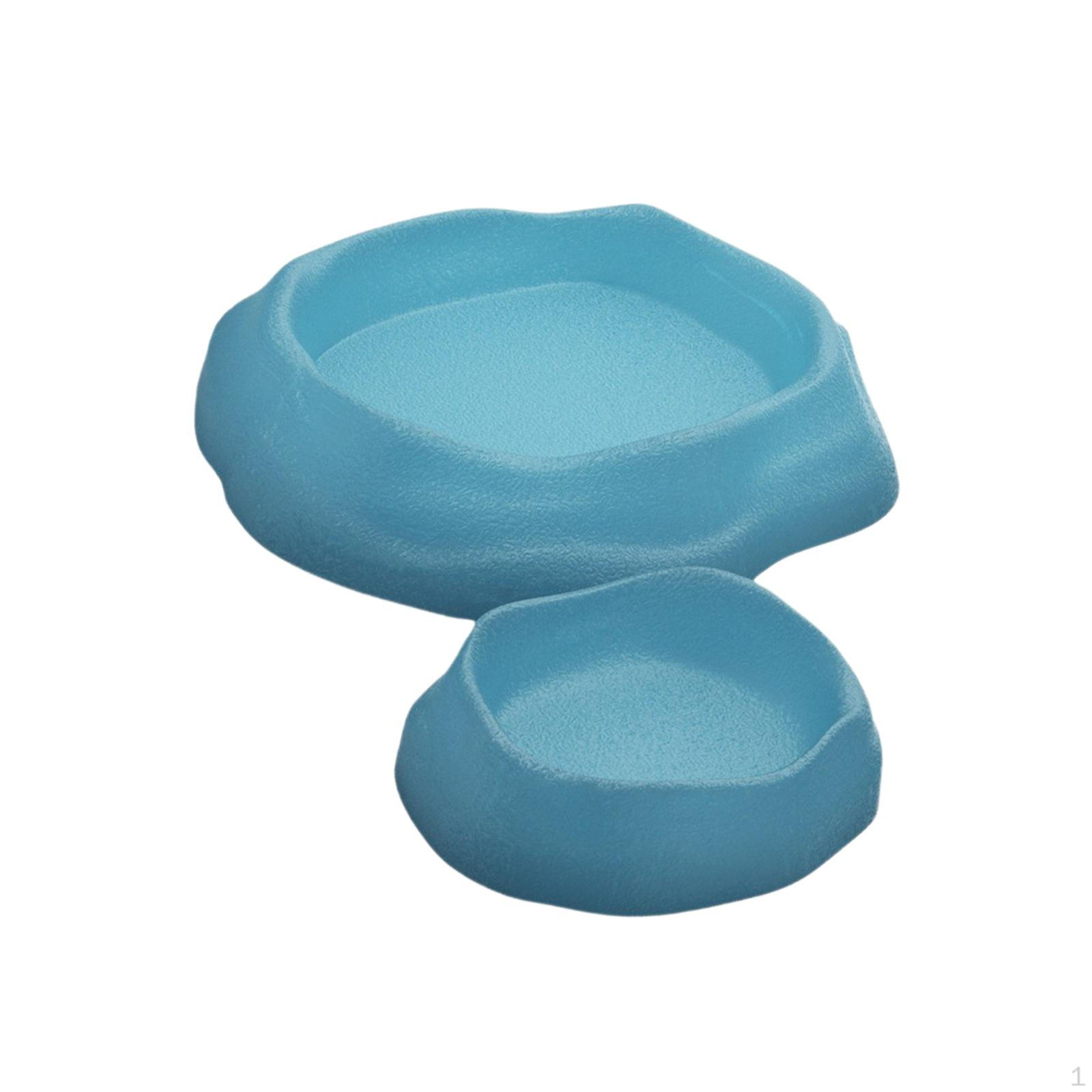 

2 шт., миска для рептилий, еда и вода, тарелка для террариума, декор для резервуара, кормление амфибий luminous blue