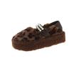 Korean version of leopard print cotton shoes, fluffy shoes for women in autumn and winter 2025, new models for outer wear, velvet to keep warm, a
