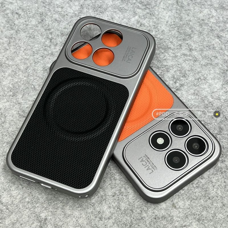 For Xiaomi 17 Case For MagSafe Magnetic Fine Grain PU Vegan Leather Electroplated PC Lightweight Hard Cover Non-Slip Bumper