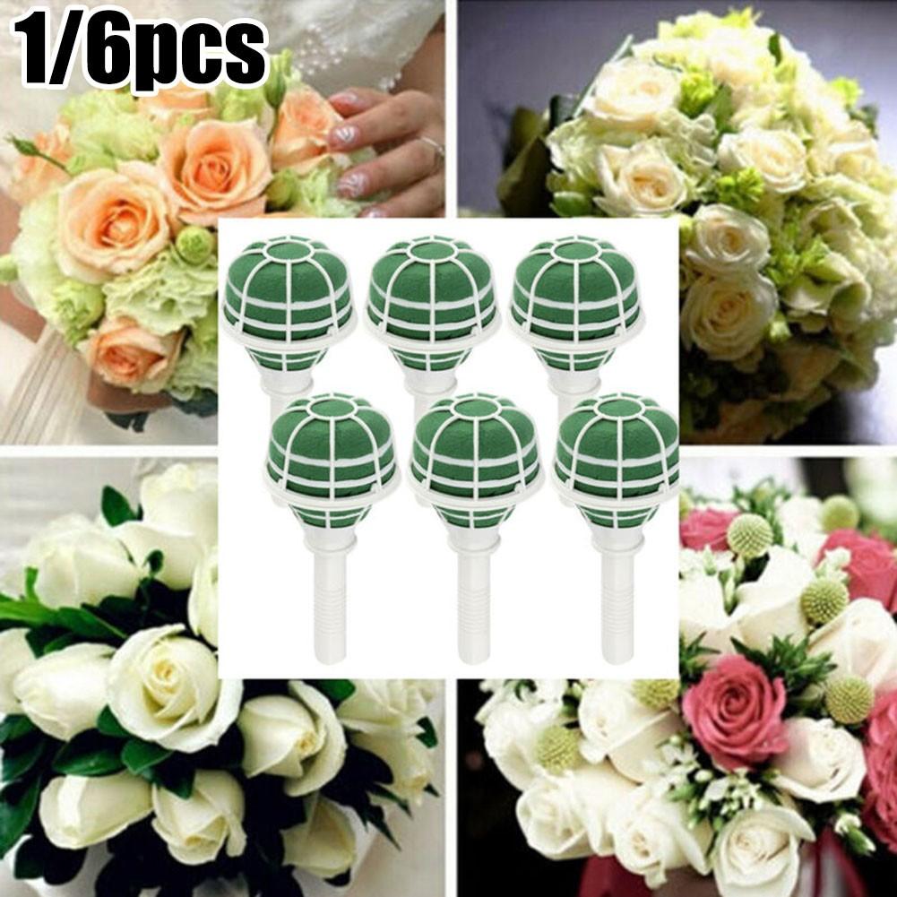 1/6PCS Artificial Flowers Holder Floral Foam Oasis Bouquet Posy Holder For Wedding Bridal Flower DIY Flowers Home Decorative