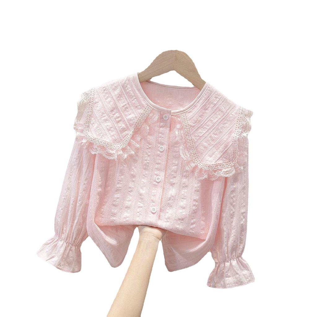 2023 Frühling Rosa Koreanischer Stil Langarmhemd für Mädchen & Babys