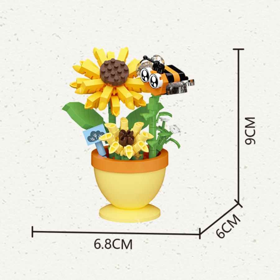 Flower Pot Building Blocks Flowers Insect Series Diamond Bricks Kids Toys Bee Butterfly Dragonfly Garden Toys Decorations
